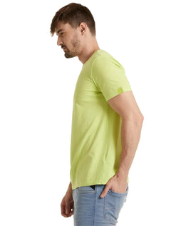 Camiseta Replay Masculina Basic Embroidered Logo Verde Lima