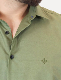 Camisa Dudalina Masculina Manga Curta Comfort Superfine Cotton Lisa Verde