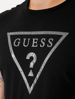 Camiseta Guess Masculina Foil Logo Print Preta