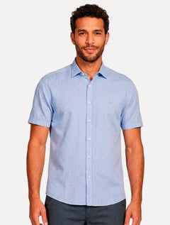 Camisa Aramis Masculina Manga Curta Slim Algodão Willis Azul Claro