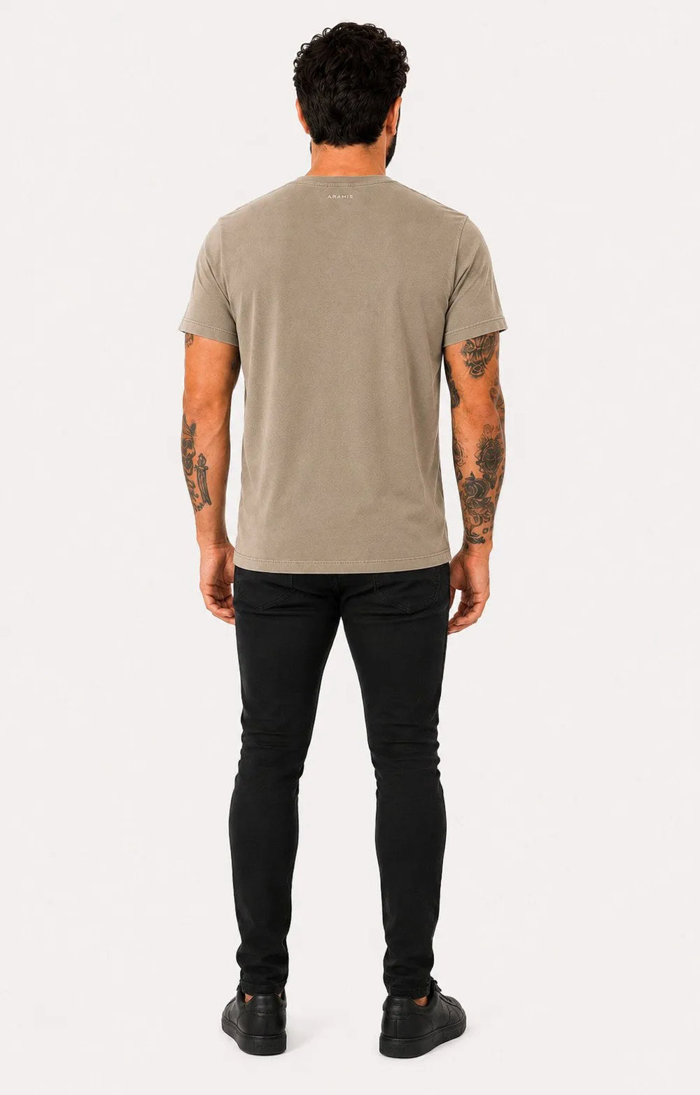 Camiseta Aramis Masculina Basic Lisa Mono Icon Areia Médio