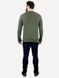Camiseta Osklen Masculina Manga Longa Touch Verde Escuro