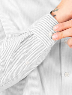 Camisa Dudalina Masculina Comfort Pocket Listrada Lines Branca