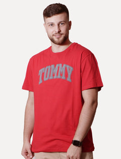 Camiseta Tommy Jeans Regular Collegiate Arc Vermelha