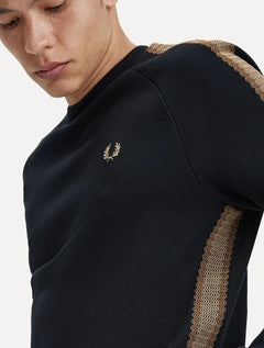 Blusa Fred Perry Masculina Crochet Taped Track Preta
