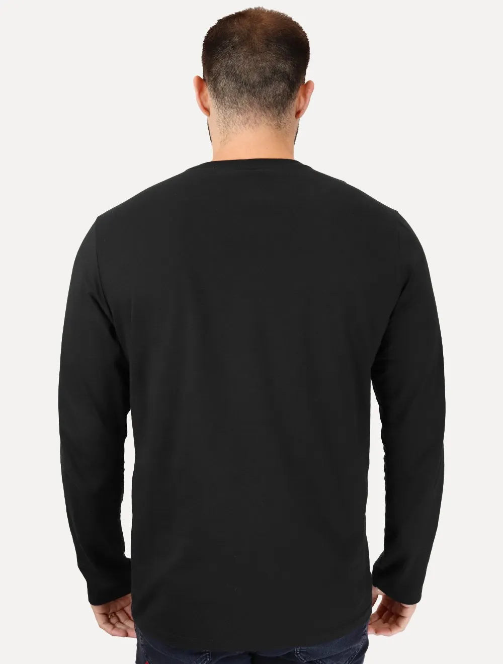 Camiseta John John Masculina Manga Longa Floco JJ Logo Preta