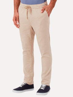 Calça Original Penguin Masculina Relax Sport Linho Lisa Areia Mescla