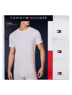 Camisetas Tommy Hilfiger Classic Crewneck Brancas Pack 3UN