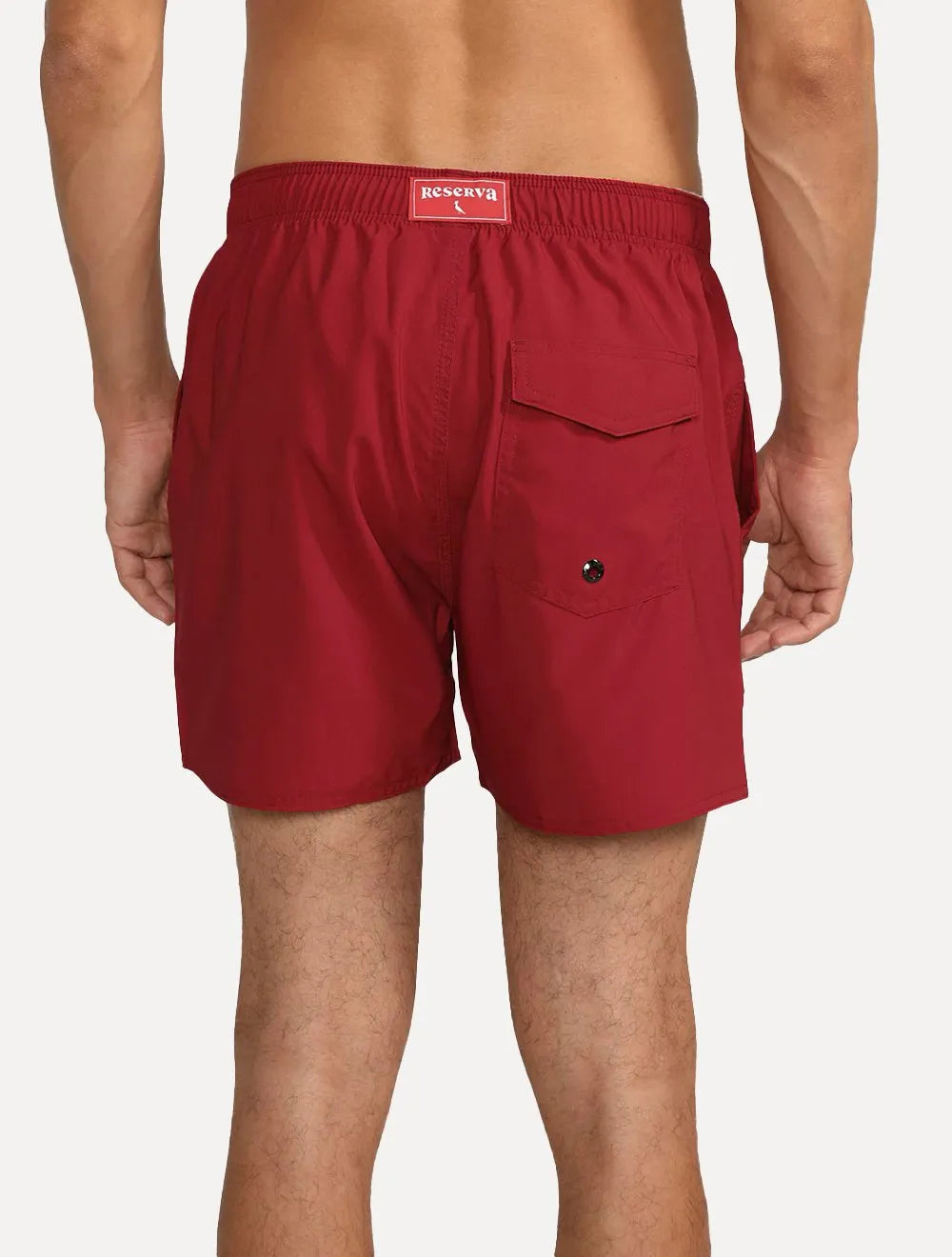 Short Reserva D'Água Beachwear Liso Tag Lateral Bordô