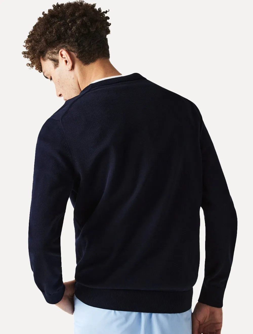 Suéter Lacoste Masculino Classic Fit Gola Redonda Logo Azul Marinho