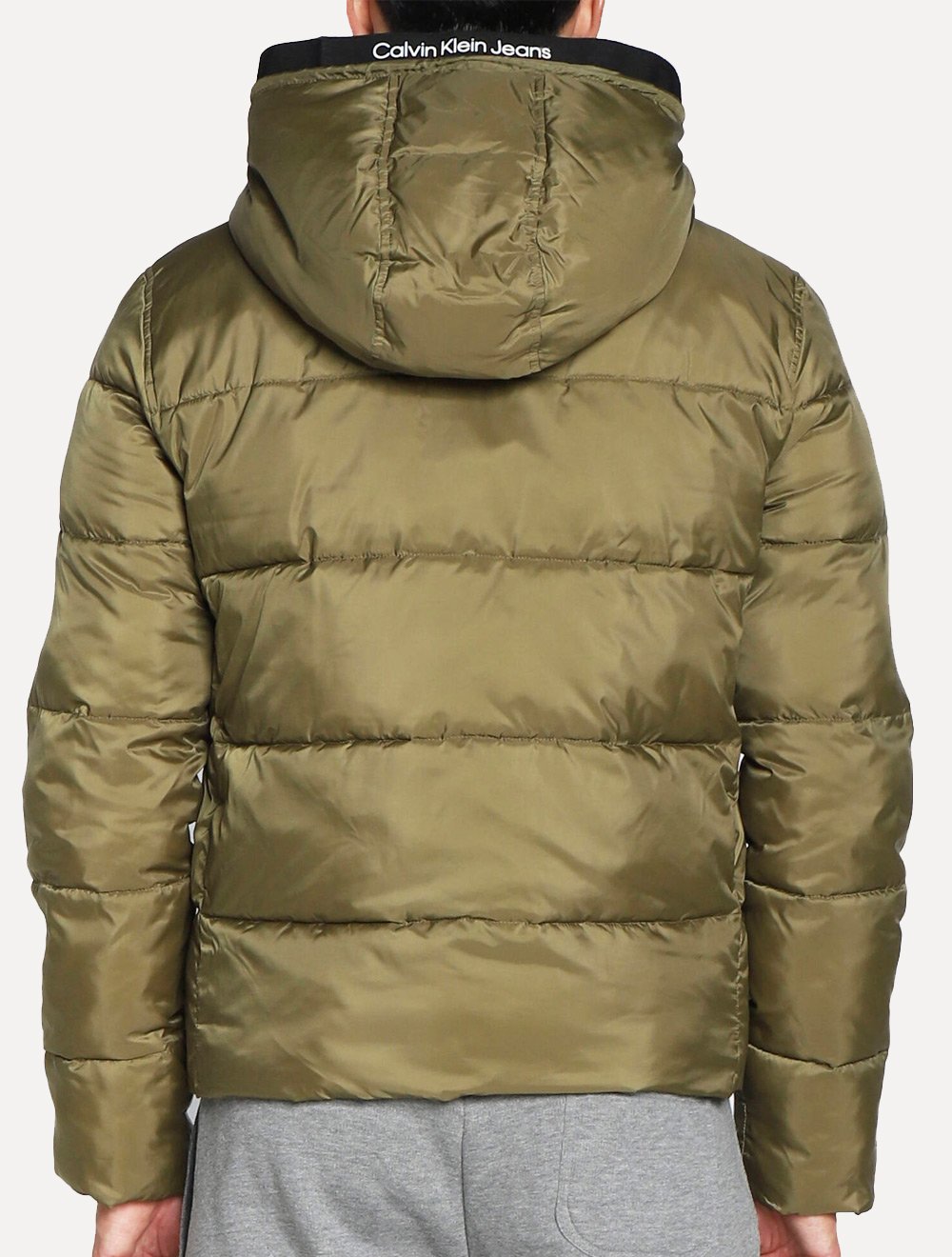 Jaqueta Calvin Klein Jeans Masculina Hoodie Matelassê Sust Logo Verde Oliva