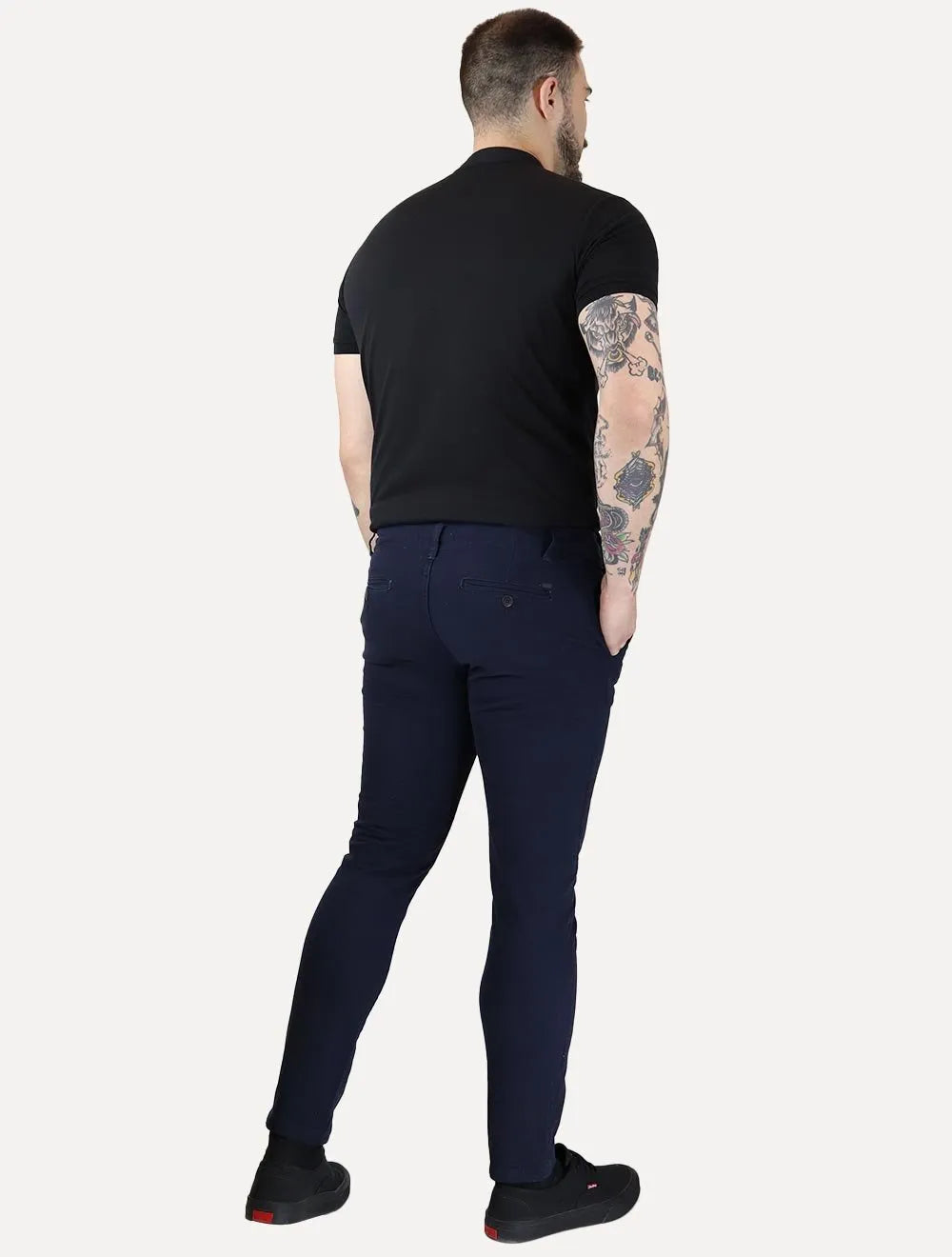Calça Aramis Masculina Chino Sarja Classica Button Azul Marinho
