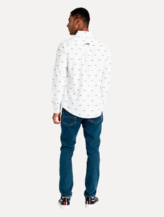 Camisa Tommy Jeans Regular College Pop Dobby Branca
