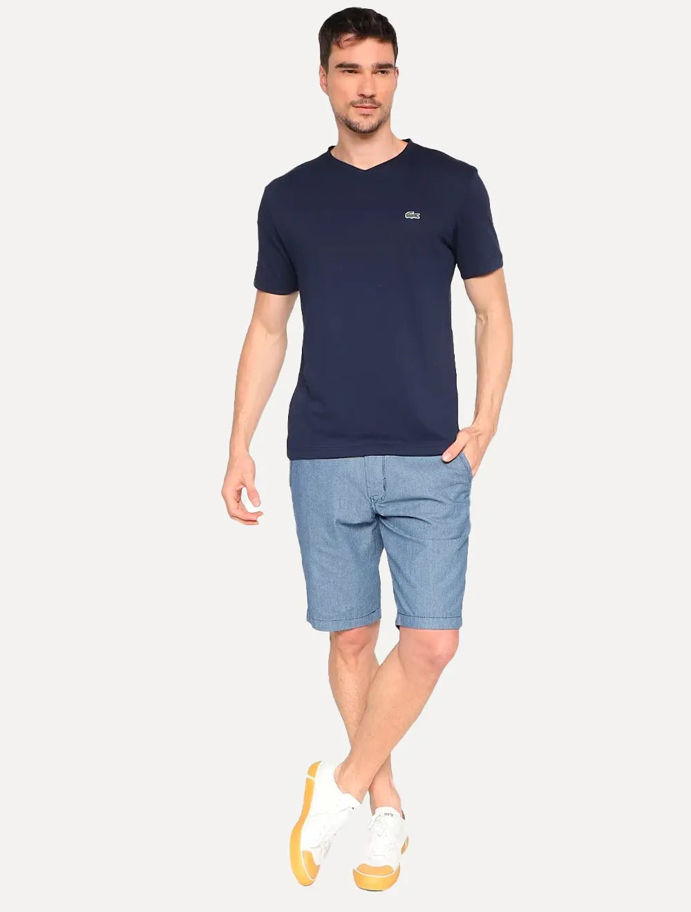 Camiseta Lacoste Masculina Sport Ultra-Dry V-Neck Azul Marinho