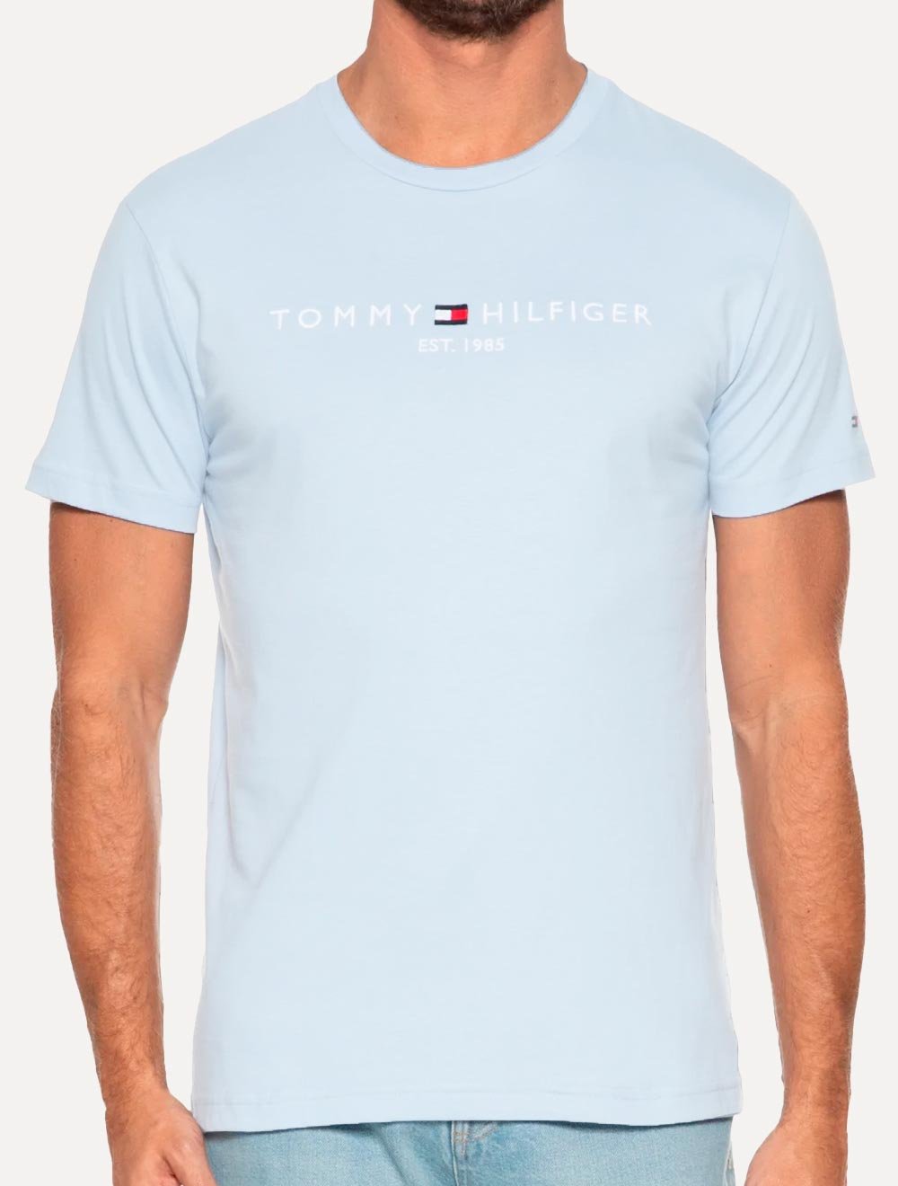 Camiseta Tommy Hilfiger Masculina Core Logo Tee Azul Gelo