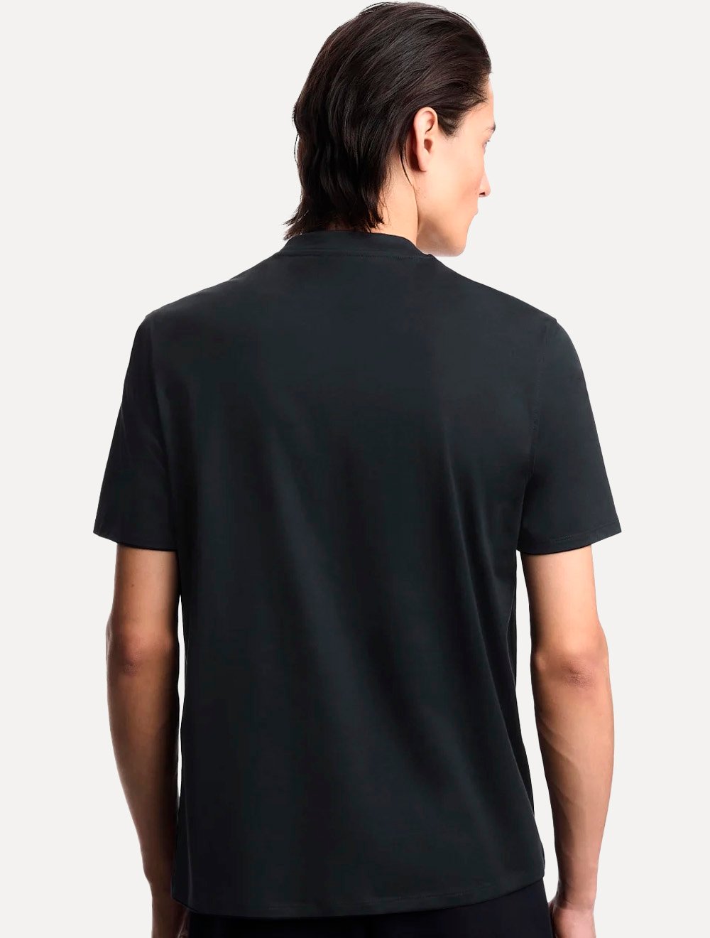 Camiseta Emporio Armani Masculina Slim Fit Pima Rubber Logo Azul Marinho