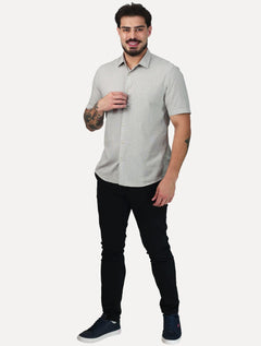 Camisa Aramis Masculina Slim Modal Linho Boa Vista Cáqui Claro