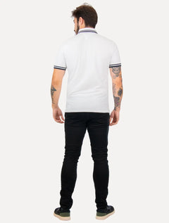 Polo Tommy Jeans Masculina Piquet Regular Tipping Branca