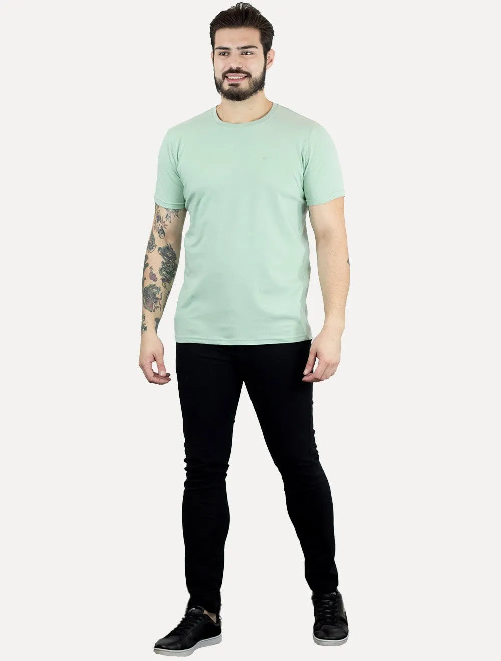 Camiseta Ellus Masculina Cotton Slim Easa Mono Verde Claro