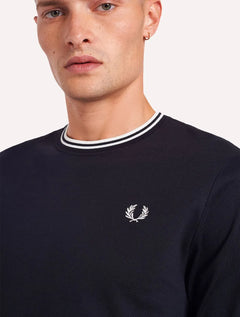 Camiseta Fred Perry Masculina Regular Manga Longa Twin Tipped Preta