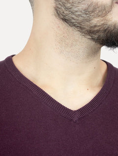 Suéter Dudalina Masculino Tricot V-Neck Básico Bordô