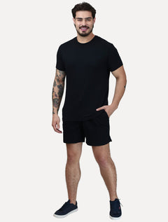 Short King & Joe Masculina Sarja Flex Twill Peach Preto