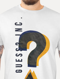 Camiseta Guess Masculina Logo Inc Question Branca