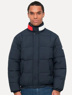 Jaqueta Tommy Hilfiger Masculina Puffer Collar DNA Azul Marinho