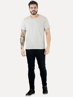 Camiseta Ellus Masculina Cotton Fine Grunge Gothic Classic Off-White