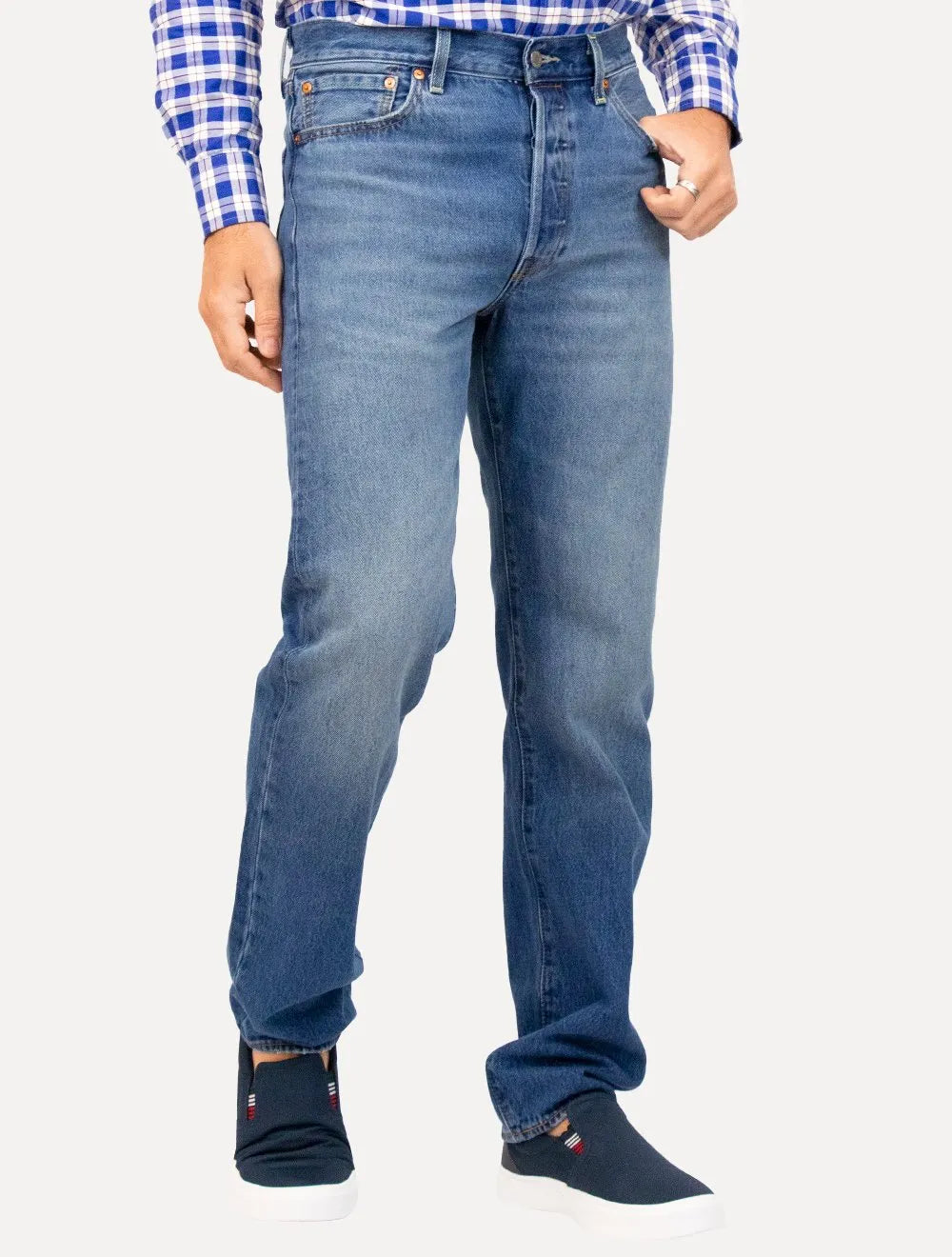 Calça Levis Jeans Masculina Slim 501 '54 Original Azul Médio