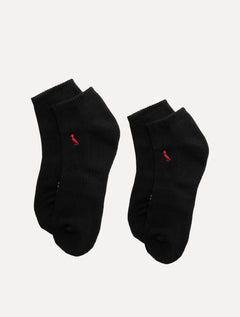 Meia Reserva Masculina Cano Curto Pica-Pau Bordado Preta Kit 2 Pares