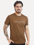 Camiseta Tommy Hilfiger Masculina Core Logo Tee Marrom Escuro