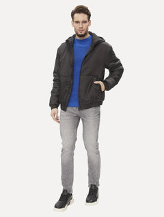 Jaqueta Calvin Klein Jeans Hooded Bomber Lateral Logo Preta