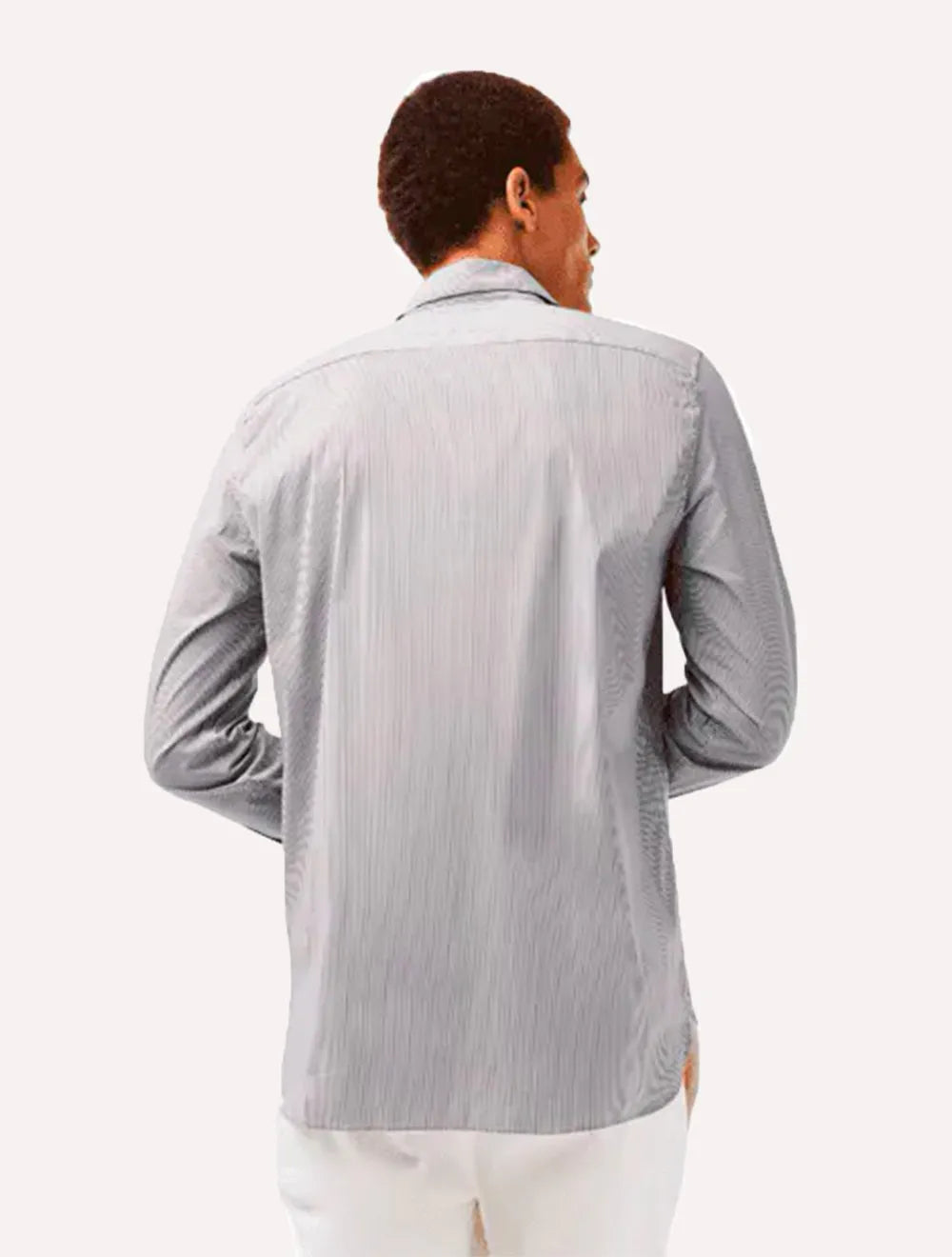 Camisa Lacoste Masculina Slim Fit Popeline Stretch Striped Preta