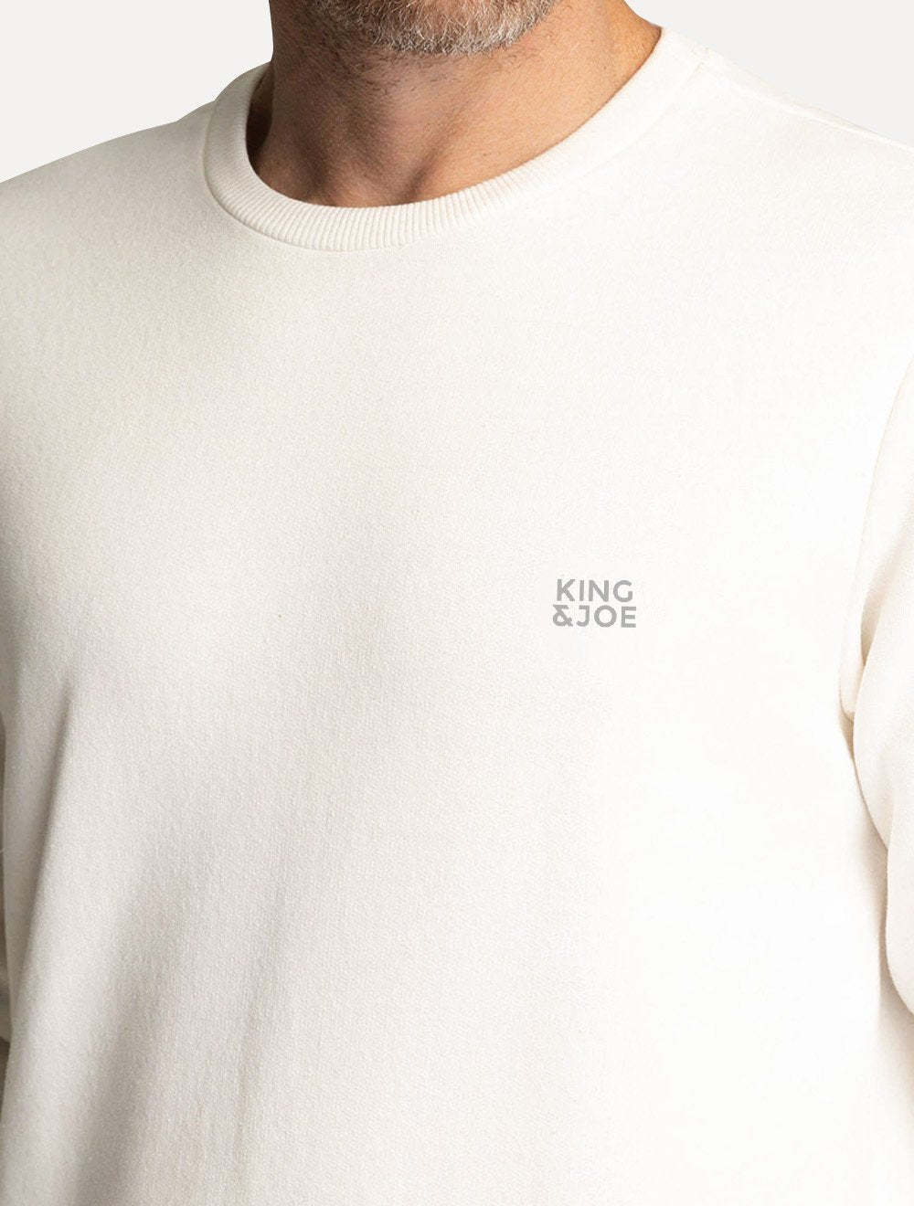 Blusão King & Joe Masculino Moletom Crewneck Logo Peito Off White