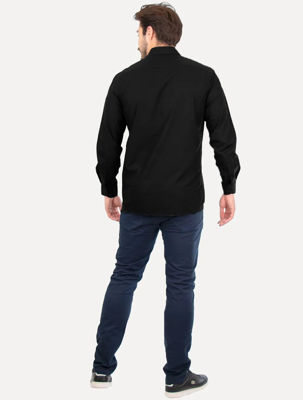 Camisa Dudalina Masculina Slim Botão Cristal Swarovski Preta