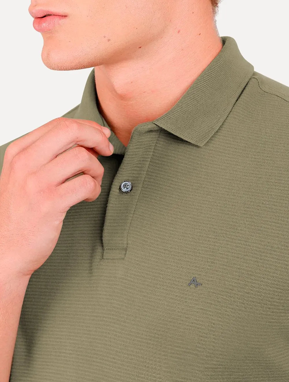 Polo Aramis Masculina Suedine Canelado Verde Militar
