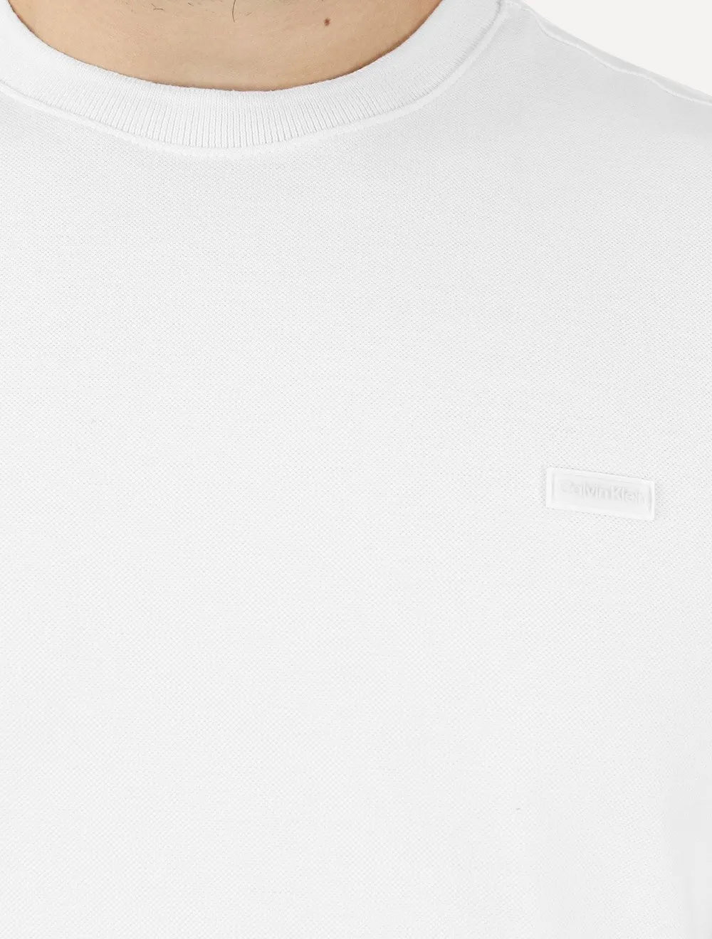 Camiseta Calvin Klein Masculina Piquet Rubber Patch Mono Logo Branca