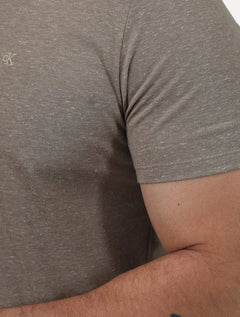 Camiseta Calvin Klein Jeans Masculina Botonê Cáqui