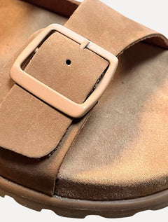 Chinelo Reserva Masculino Duas Fivelas Francisco Nobuck Marrom Claro