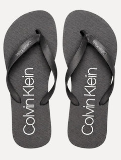 Chinelo Calvin Klein Swimwear Silk Basic Logo Cinza Claro