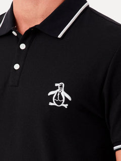 Polo Original Penguin Masculina Piquet Lisa Friso Mega Patch Preta