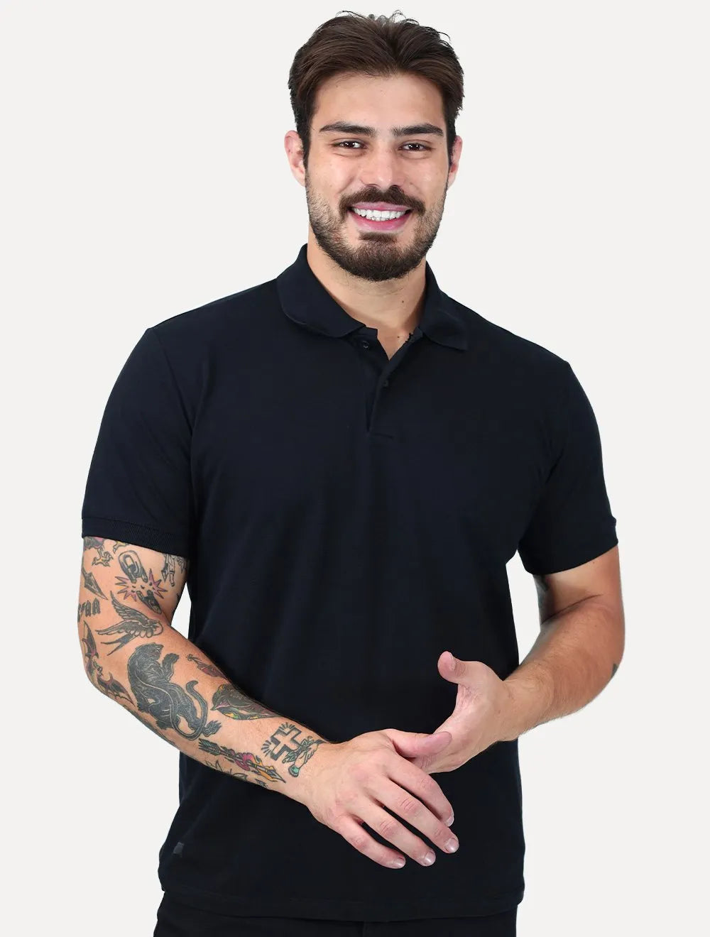 Polo King & Joe Masculina Premium Piquet Pima Slim Preta