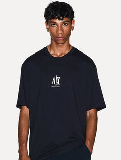 Camiseta Armani Exchange Masculina Regular Fit Small Logo Icon Azul Marinho