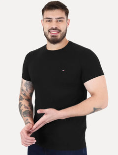 Camiseta Tommy Hilfiger Masculina Slim Fit Essential Stretch Preta