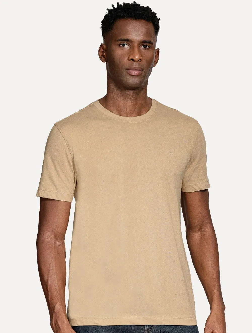Camiseta Aramis Masculina Basic Lisa Mono Icon Areia Mescla