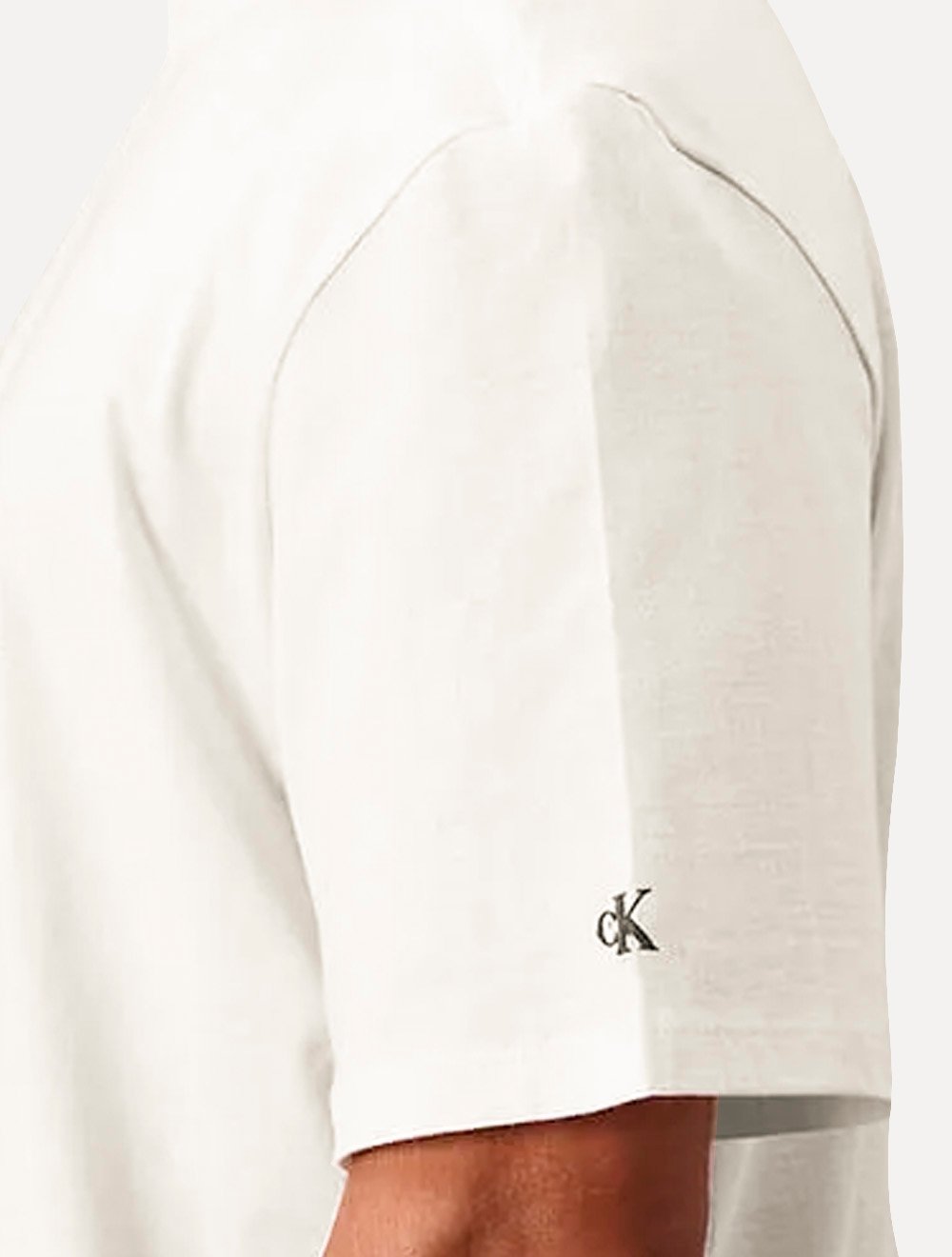Camiseta Calvin Klein Jeans Masculina Oversized Logo CK Ombro Off White