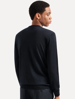 Suéter Empório Armani Masculino Crewneck Lyocell Essential Azul Marinho