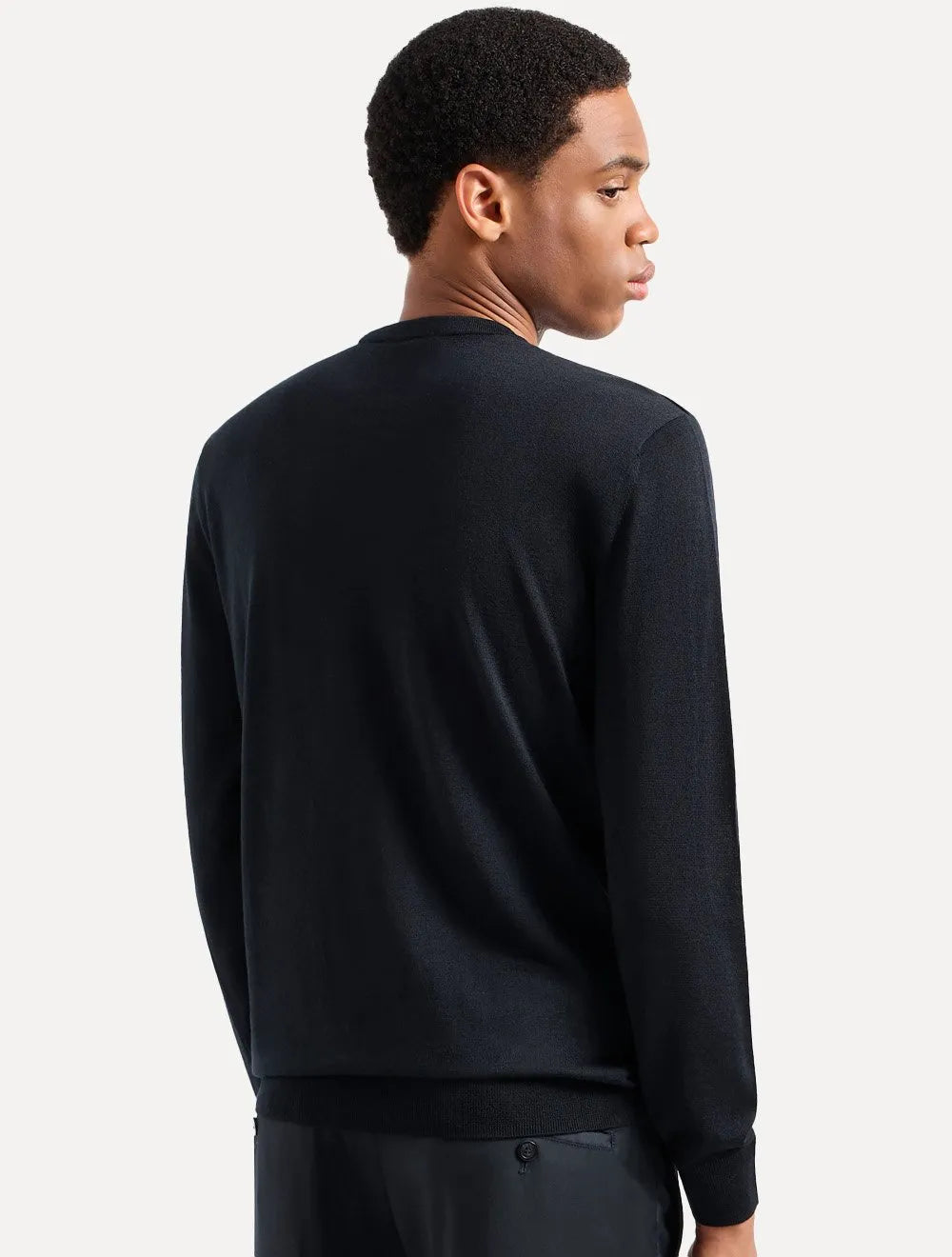 Suéter Empório Armani Masculino Crewneck Lyocell Essential Azul Marinho
