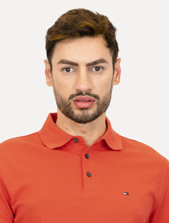 Polo Tommy Hilfiger Masculina Slim Piquet 1985 Laranja